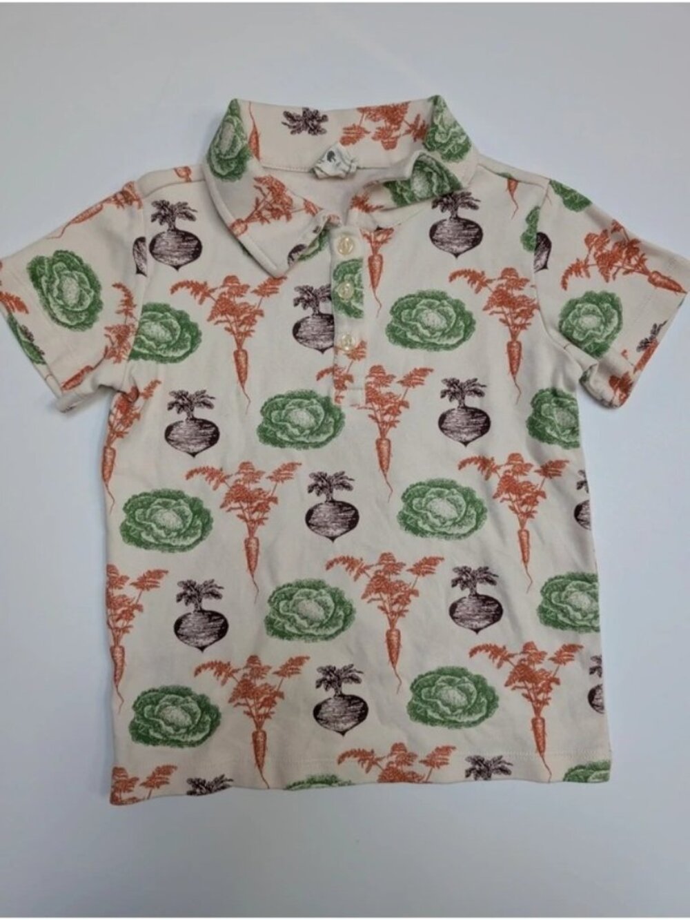 Kate Quinn 6Y Organic Cotton Veggies Military Top Vegetable Tee Button Down